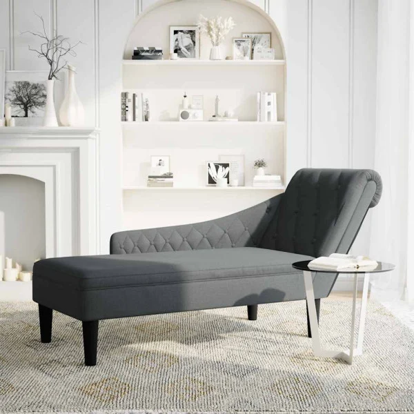Szezlong Szary Tapicerowany Leżanka Sofa Fotel Łóżko Aksamit
