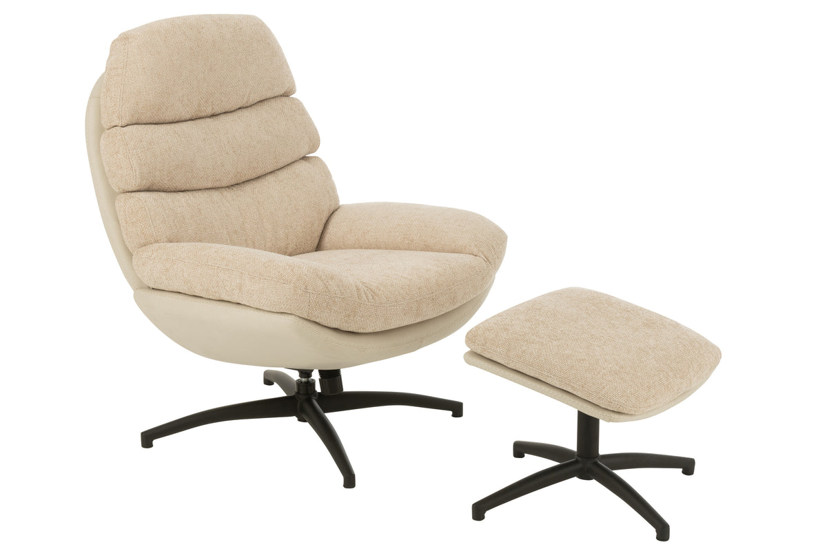 J-Line zetel Relax   Voetbank - metaal/multiplex - beige/zwart