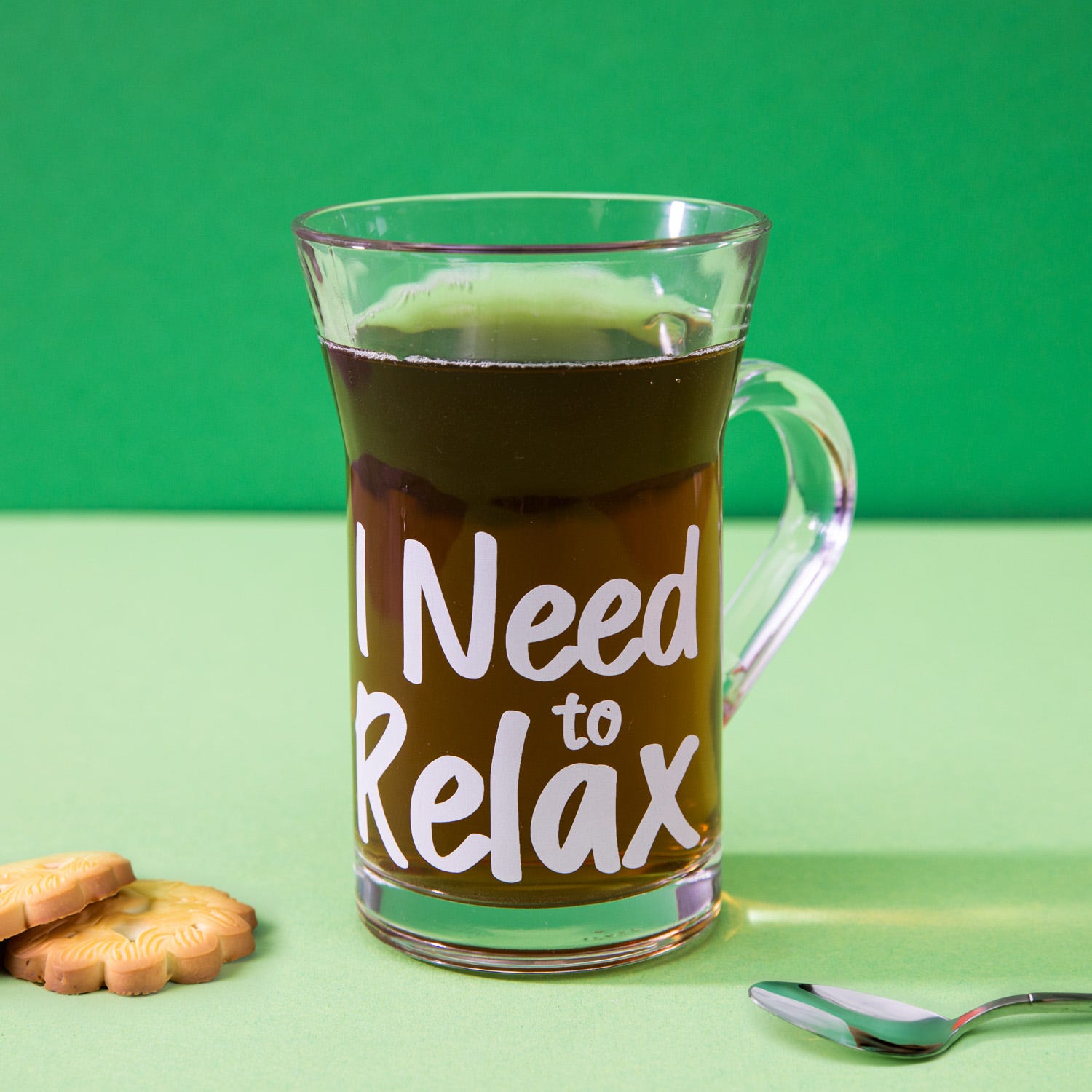 Tazza tè in vetro 230 ml scritta Need relax