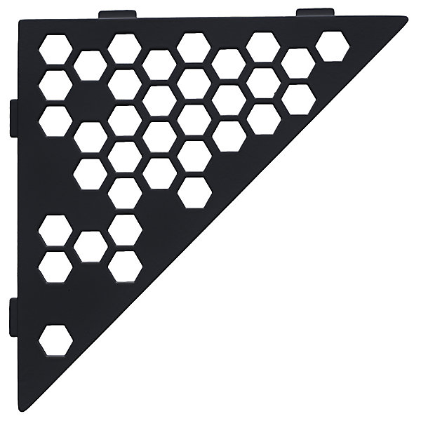 Etagère de douche en acier inox noir 28,7 x 20,4 cm x 2 mm - Triangulaire design Hexagone - fixation sans perçage