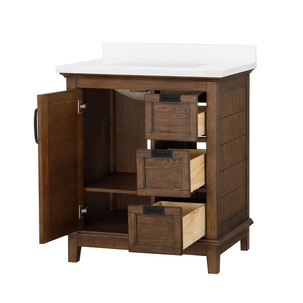 Ove Decors Pembroke 30 in. Single Sink Bathroom Vanity in Antique Coffee with Ash Veneer
