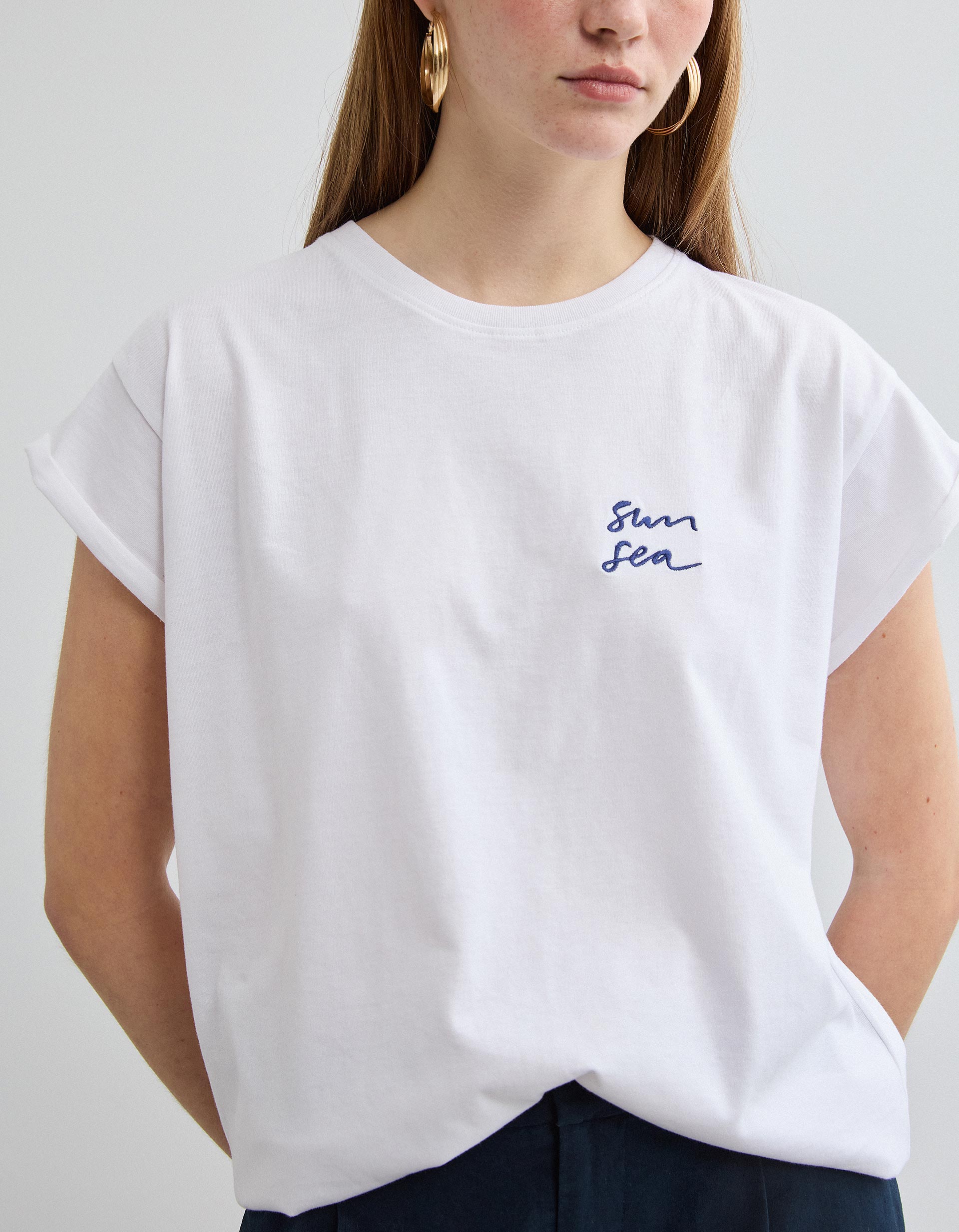 T-shirt Bordado, Mulher, Branco