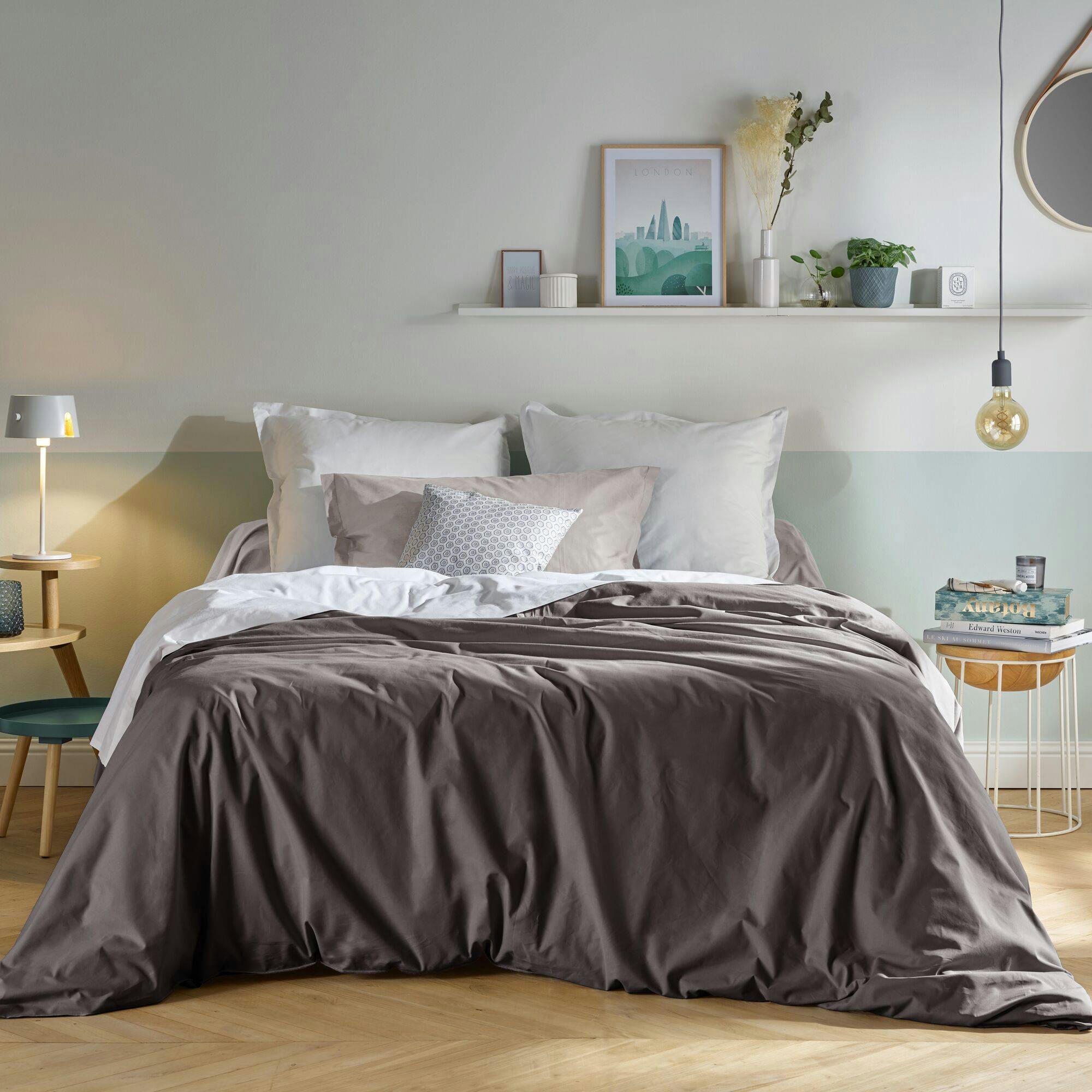 FIL & SENS - Housse de couette en coton Bio gris anthracite 260 x 240 cm