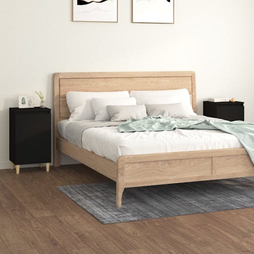 NNEVL Bedside Cabinets 2 pcs Black 40x35x70 cm Engineered Wood