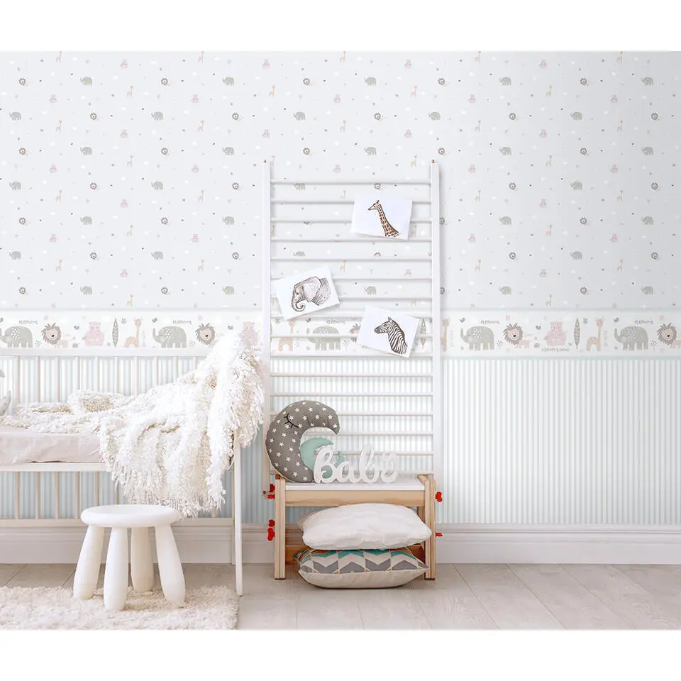 Sanders & Sanders behang strepen grijs en wit - 53 cm x 10 m