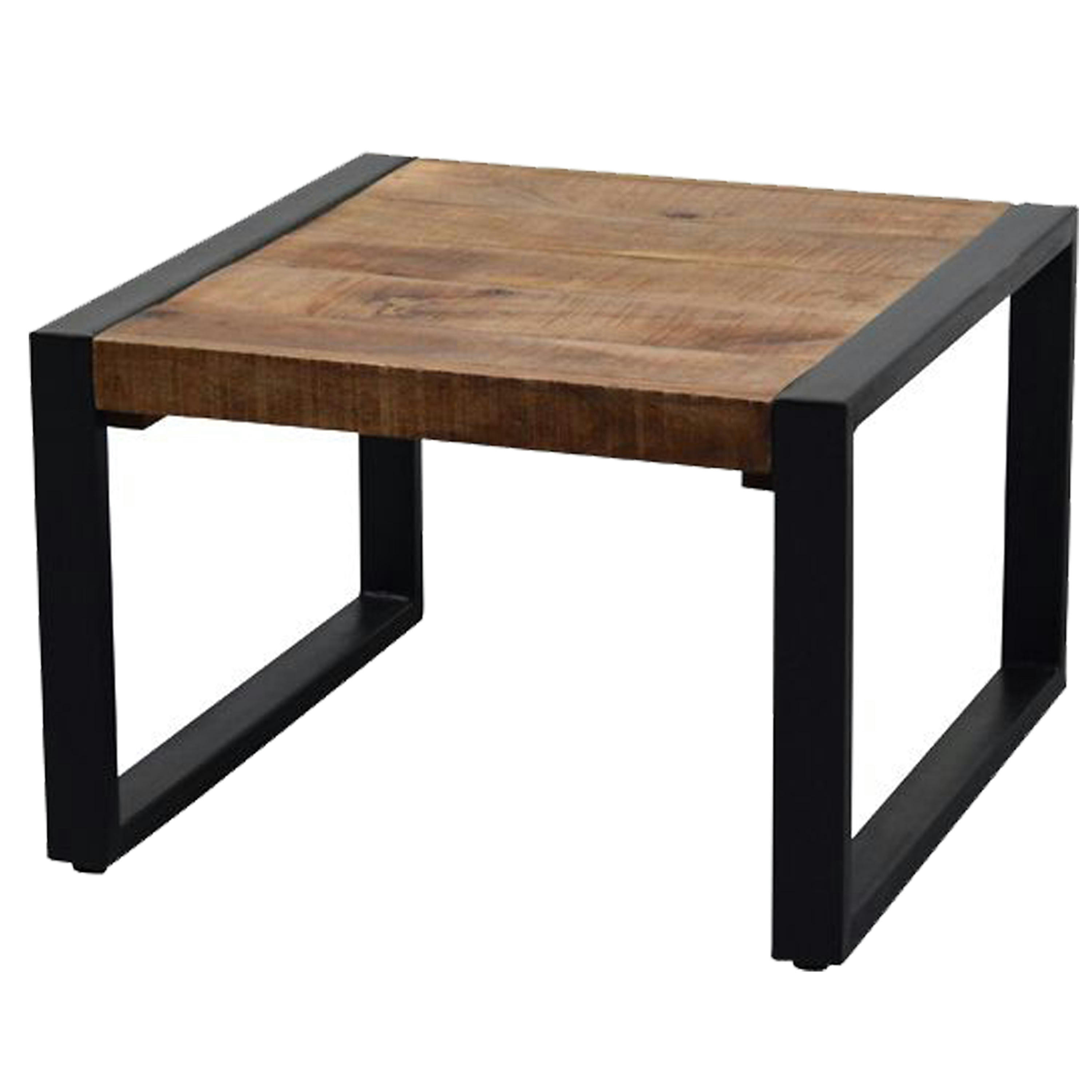 BELEM - BELEM-Table basse Carrée 60x60 cm, bois de Manguier massif métal noir