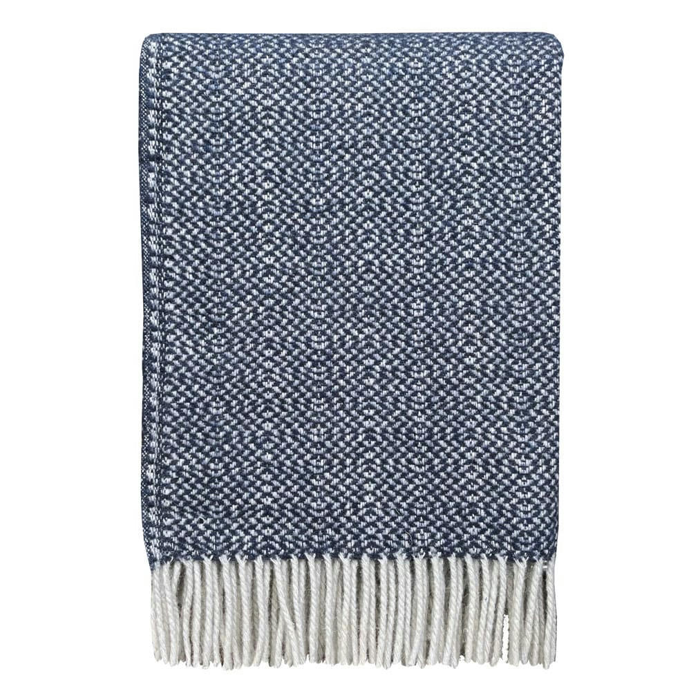 RECYCLÉE - Plaid en laine recyclée blue sidéral 131x170