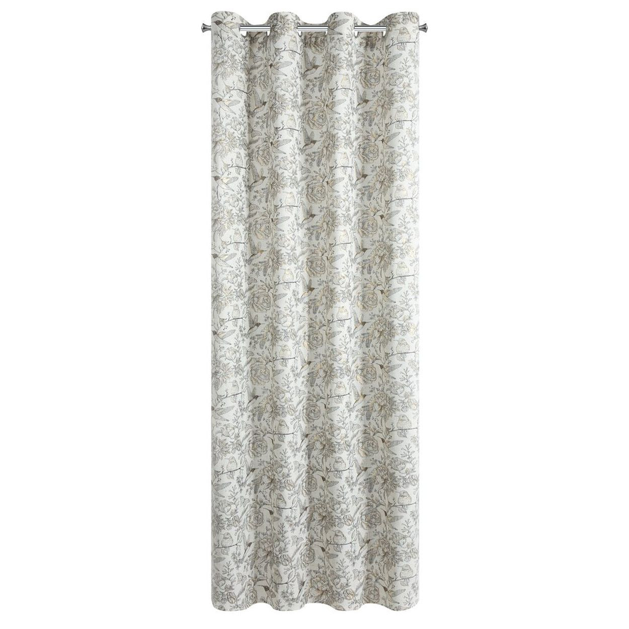 Zasłona gotowa LUCINA2 przelotki kółka biała kwiaty 140x250 cm