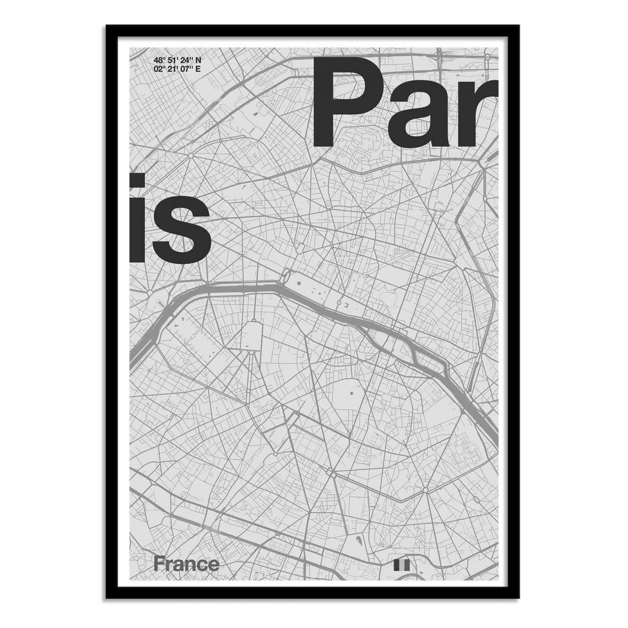 FLORENT BODART - PARIS MINIMALIST MAP - Affiche d'art 30 x 40 cm
