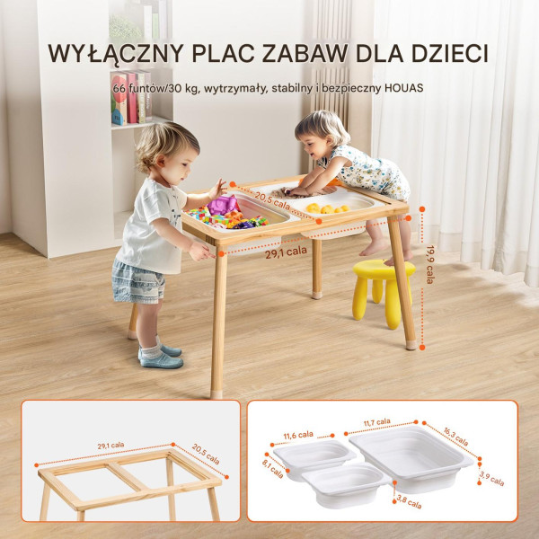 Stół sensoryczny dla dzieci Piaskownica stolik sensoryczny piasek woda