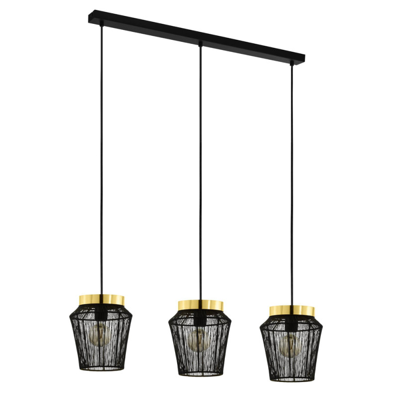 Suspension Escandidos noire et laiton brossé E27 3 x 40 W EGLO
