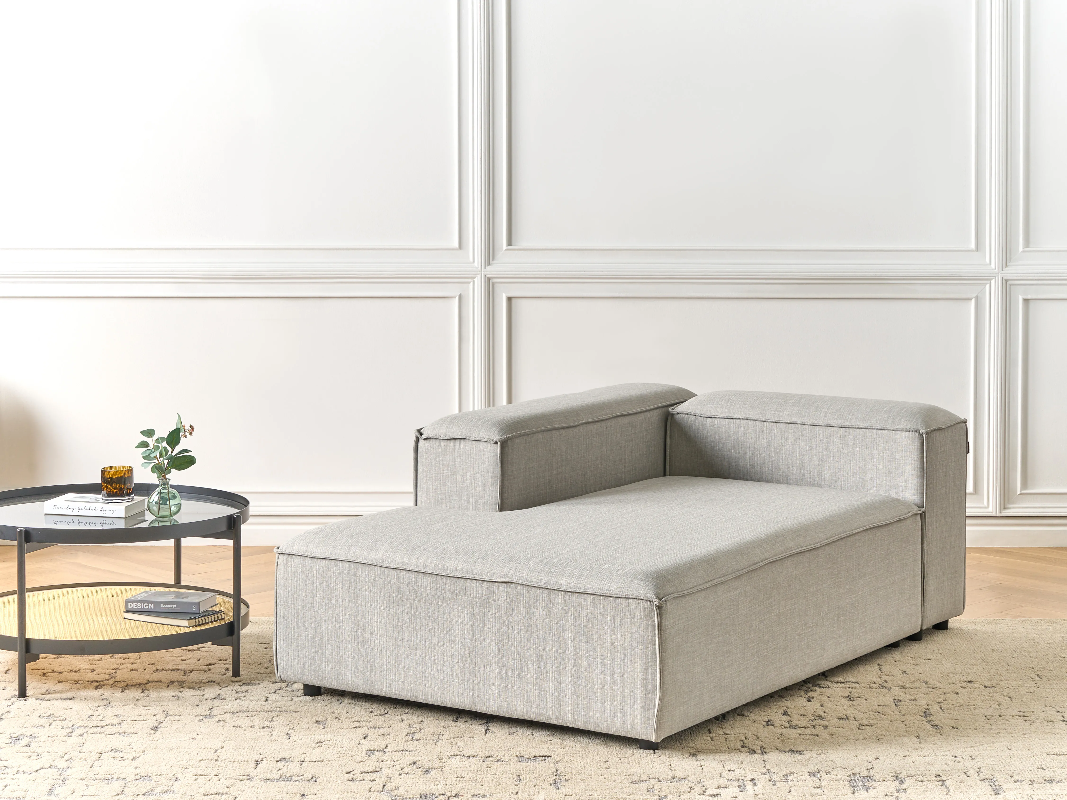 Right-Hand Chaise Longue ARDAL Fabric Light Grey
