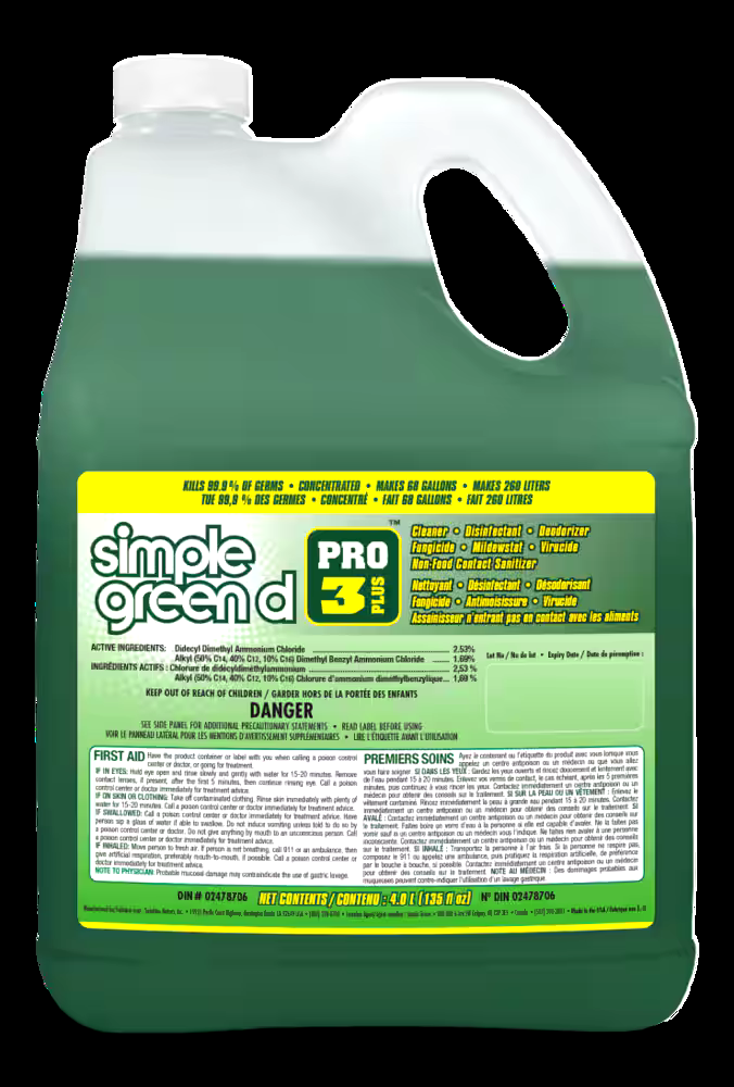 Simple Green Pro 3 Plus One-Step Germicidal Cleaner & Deodorizer, 4-L
