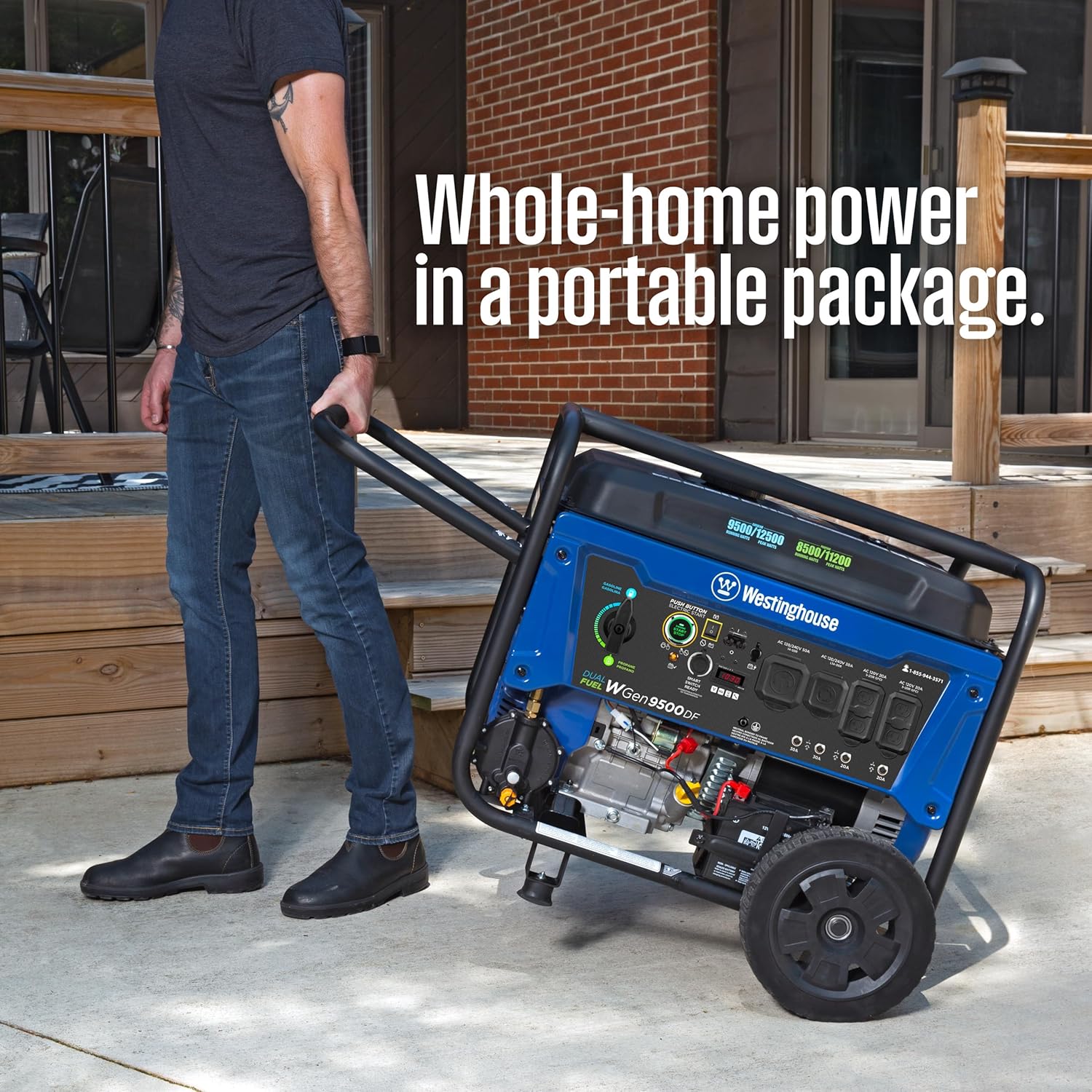 Westinghouse 12500 Watt Dual Fuel Home Backup Portable Generator  Remote Electric Start  Transfer Switch Ready  Gas and Propane Powered