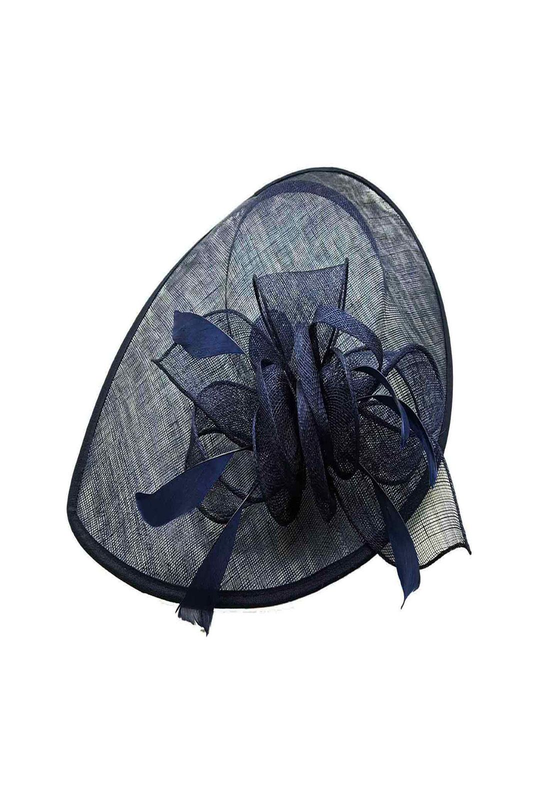 Vellin Mesh Disc Fascinator with Bow and Feather Detail