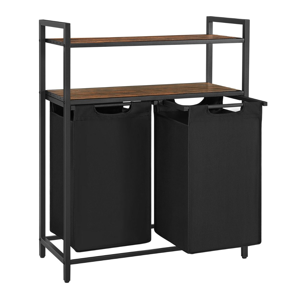 Calicosy - Wasmand met 2 compartimenten en 2 planken - H92 cm - Zwart