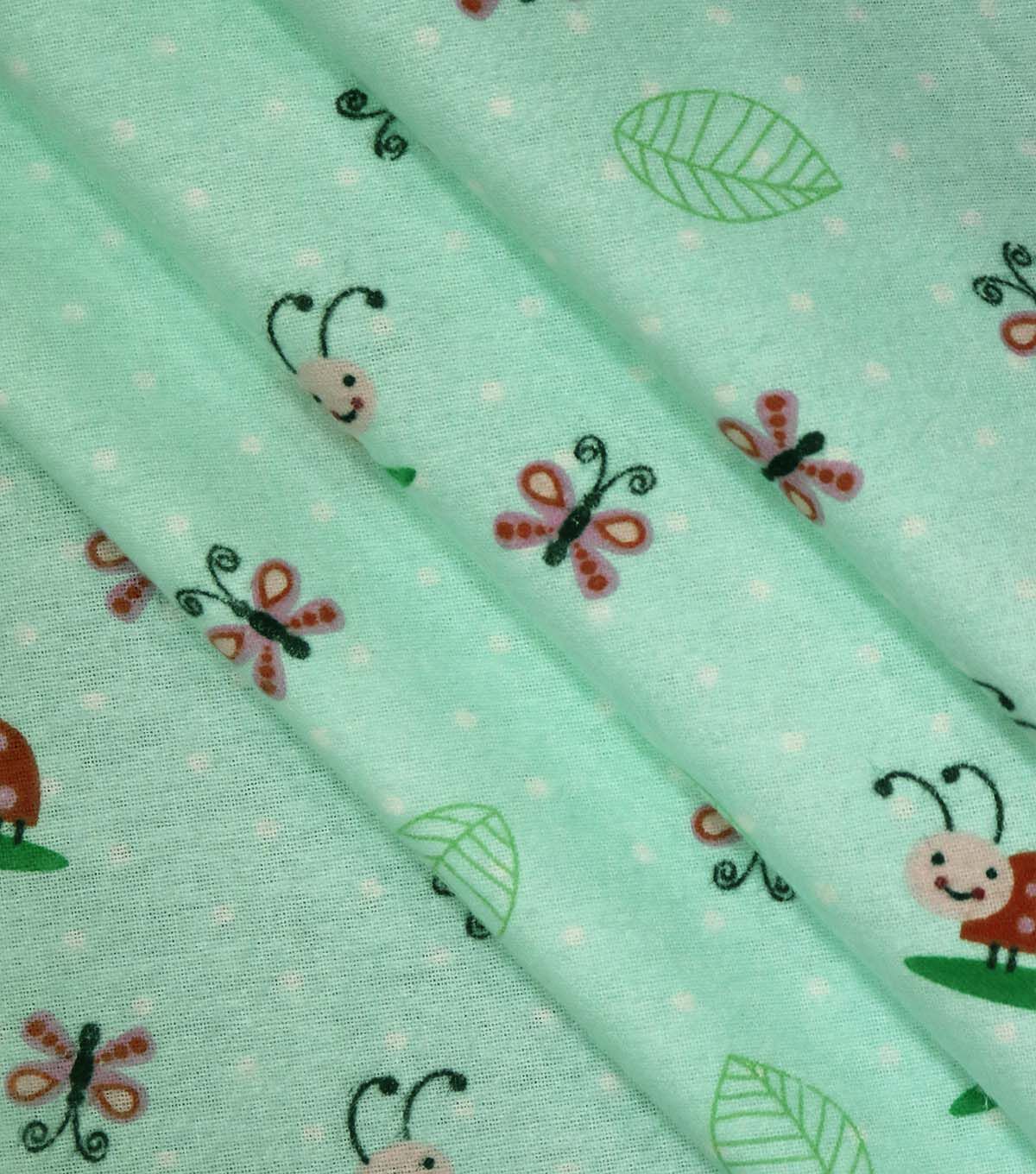 Blue Little Ladybugs Super Snuggle Flannel Fabric