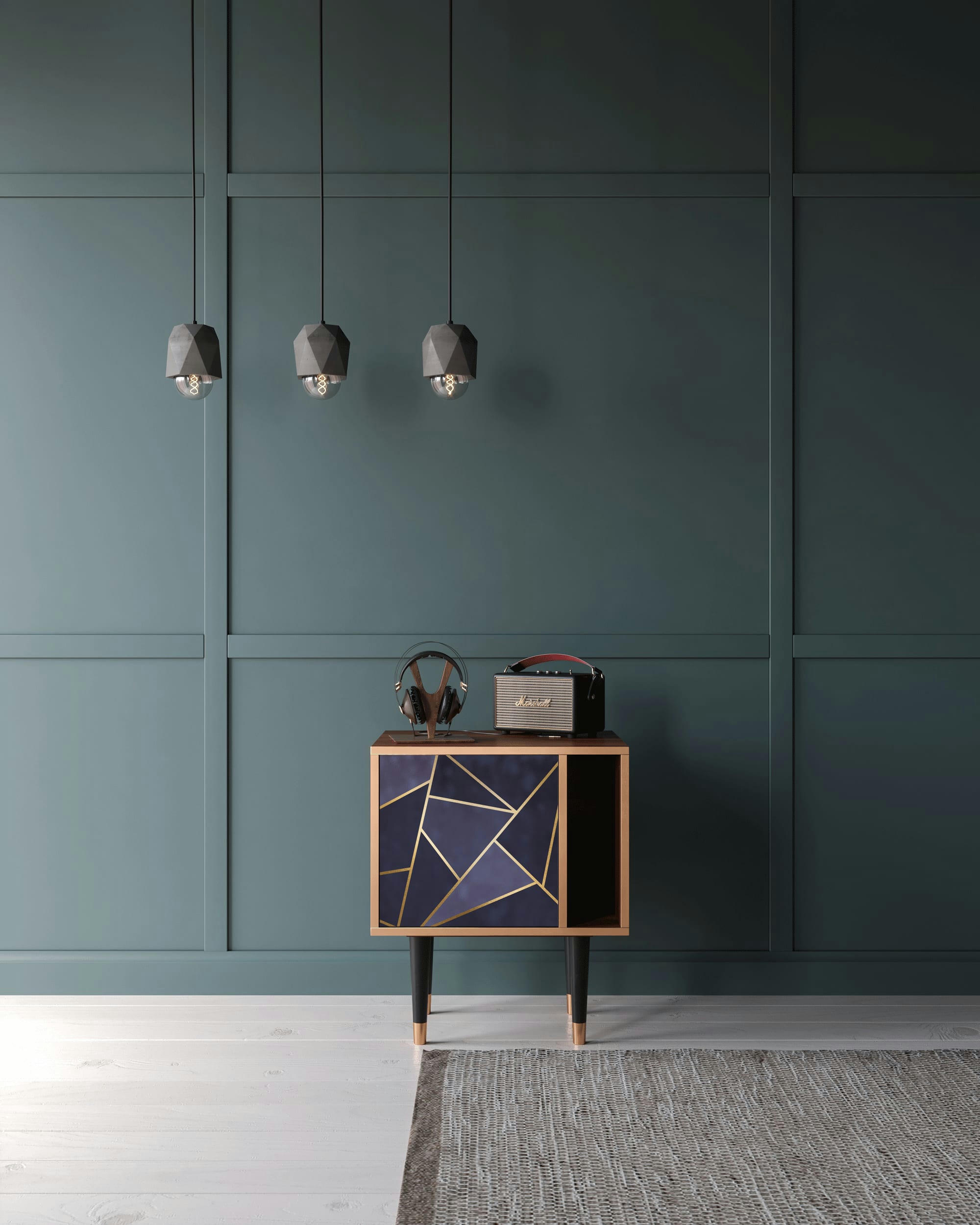 THE AMETHYST - Table de chevet bleu 1 porte L 58 cm