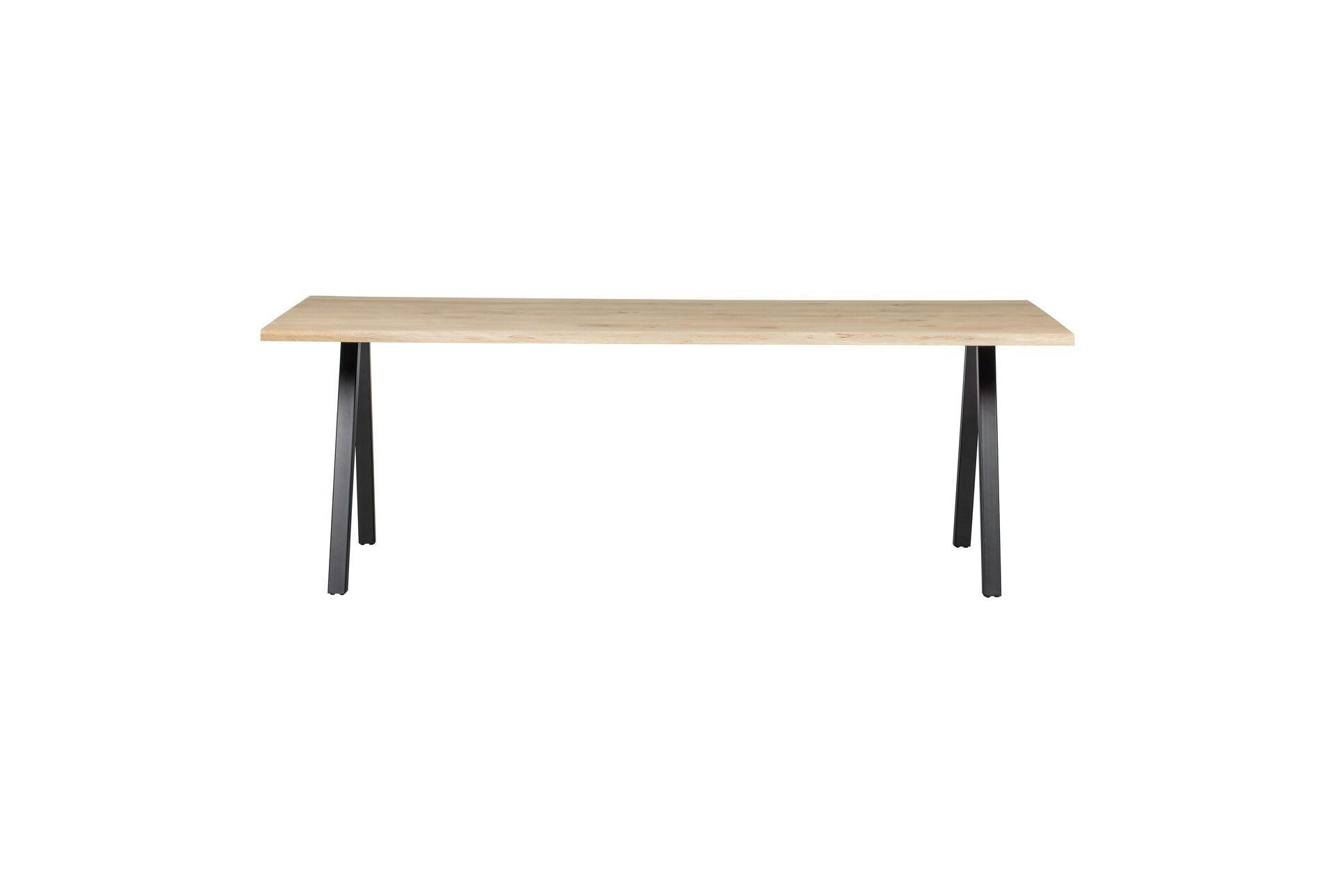 TABLO - Table 199x90 en chêne massif beige pied carré