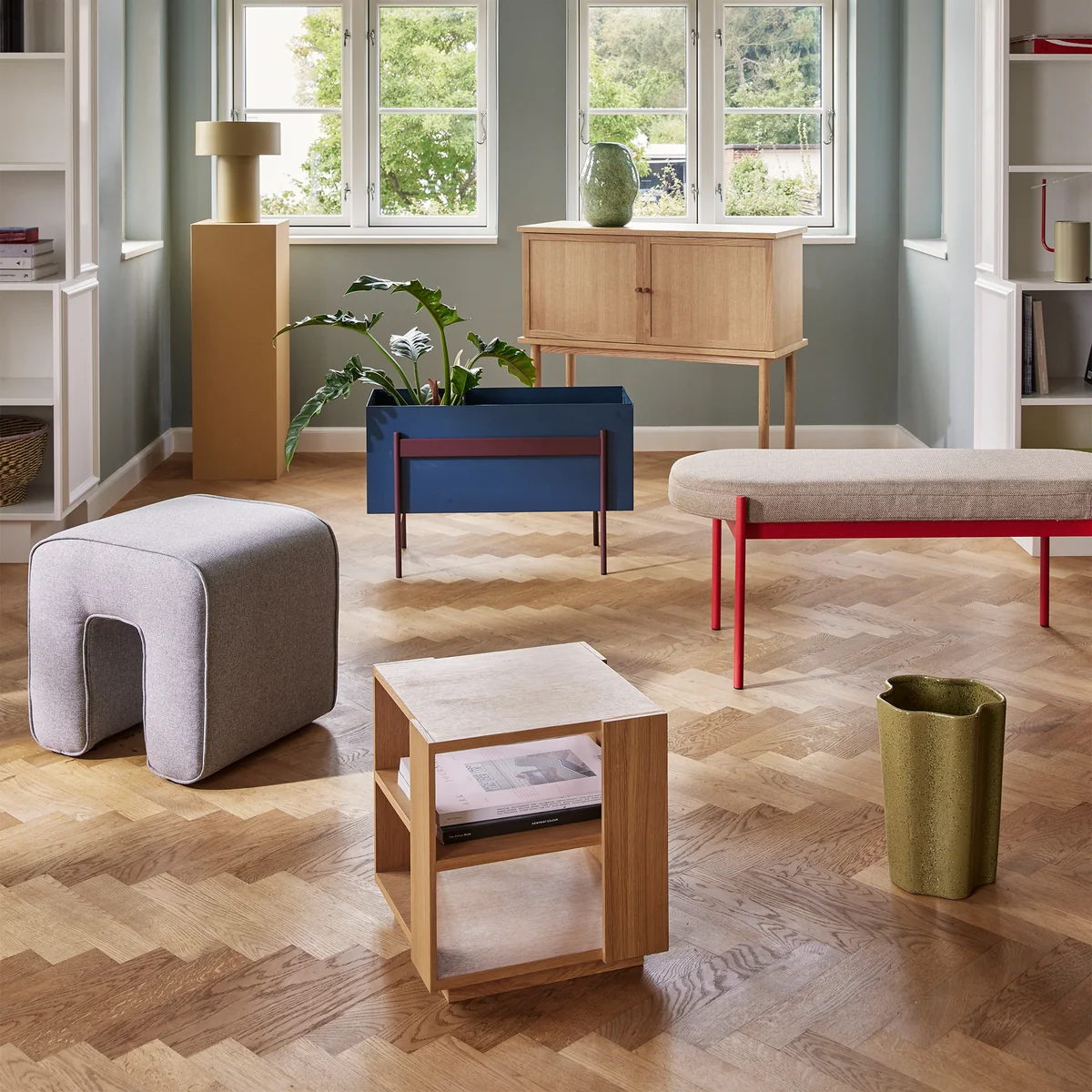 Hübsch Interior - Sculpture Pouf, H 47 cm, grau