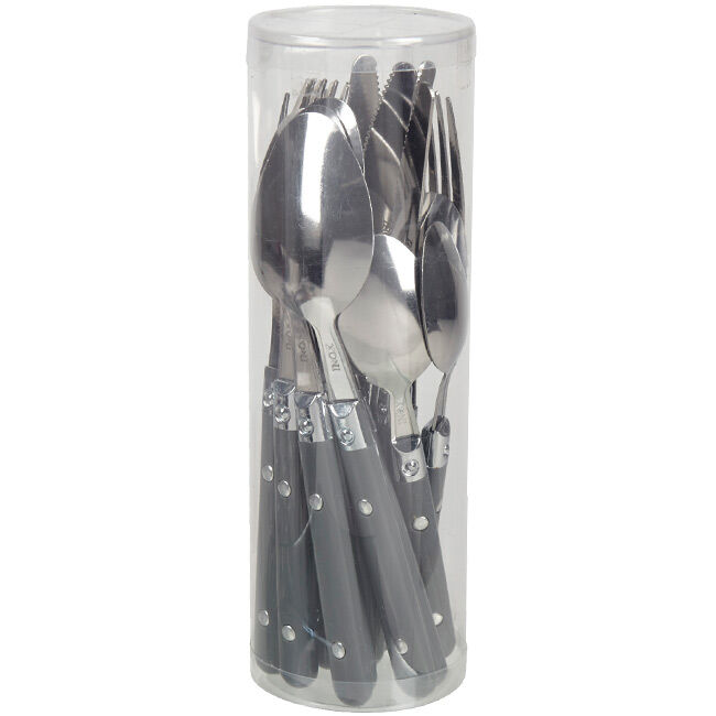 Ménagère 16 pièces inox manche plastique gris