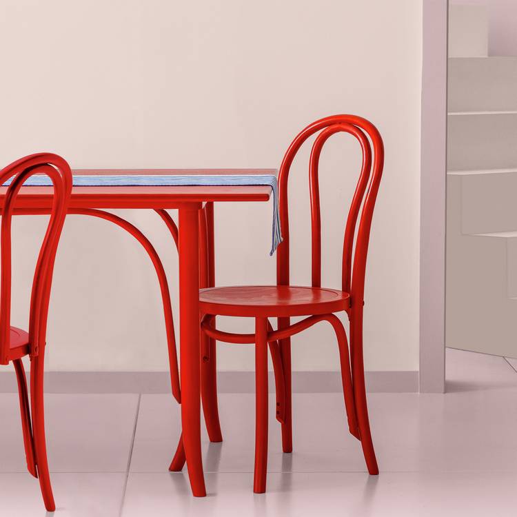 Habitat 60 Larsa Pair of Solid Wood Dining Chairs - Red
