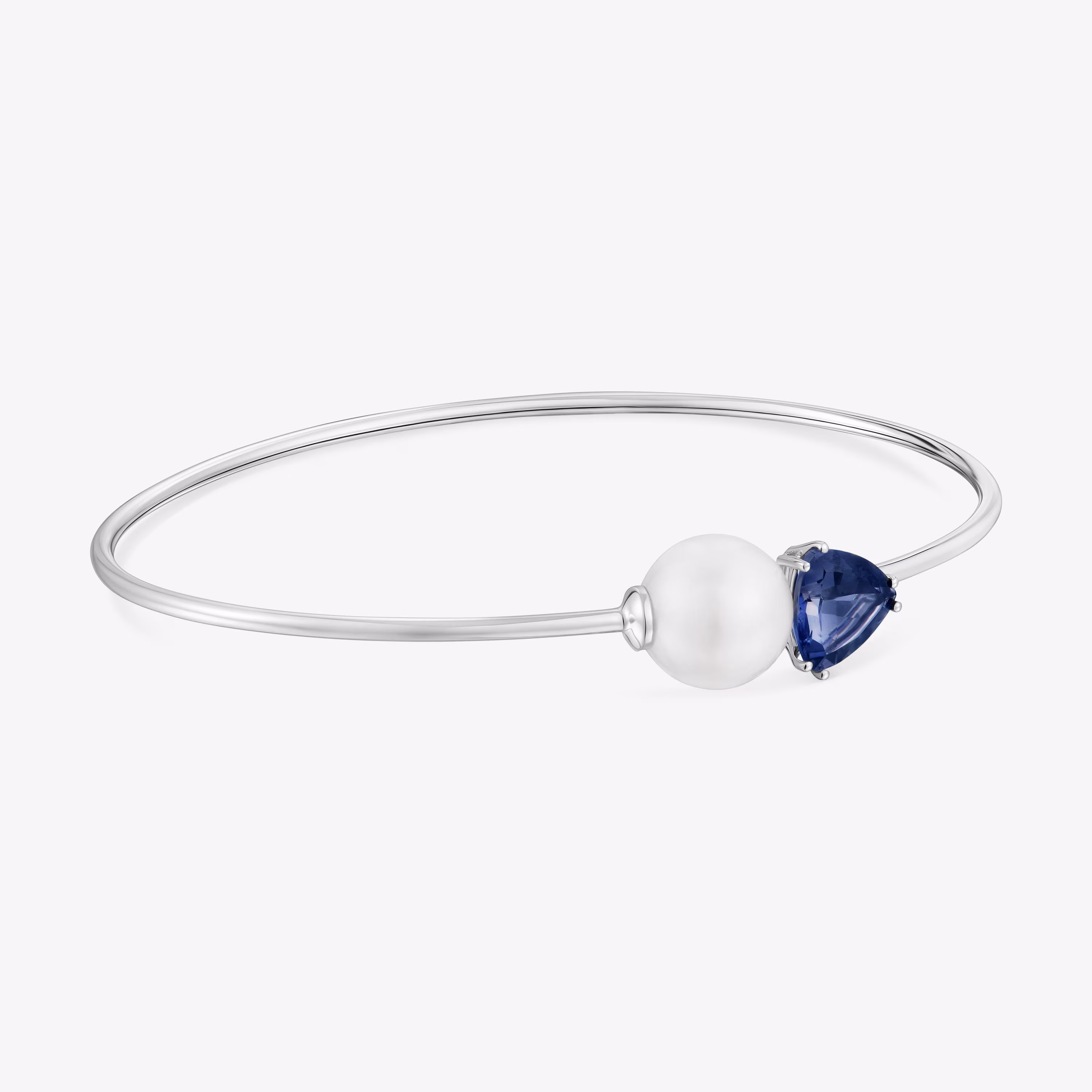 Pulsera esclava de oro blanco, iolita y perla cultivada Ivette