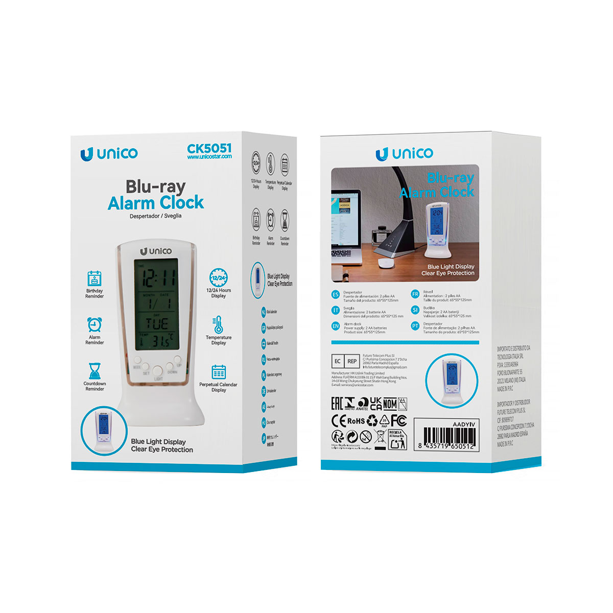 Despertador Multifunções Branco