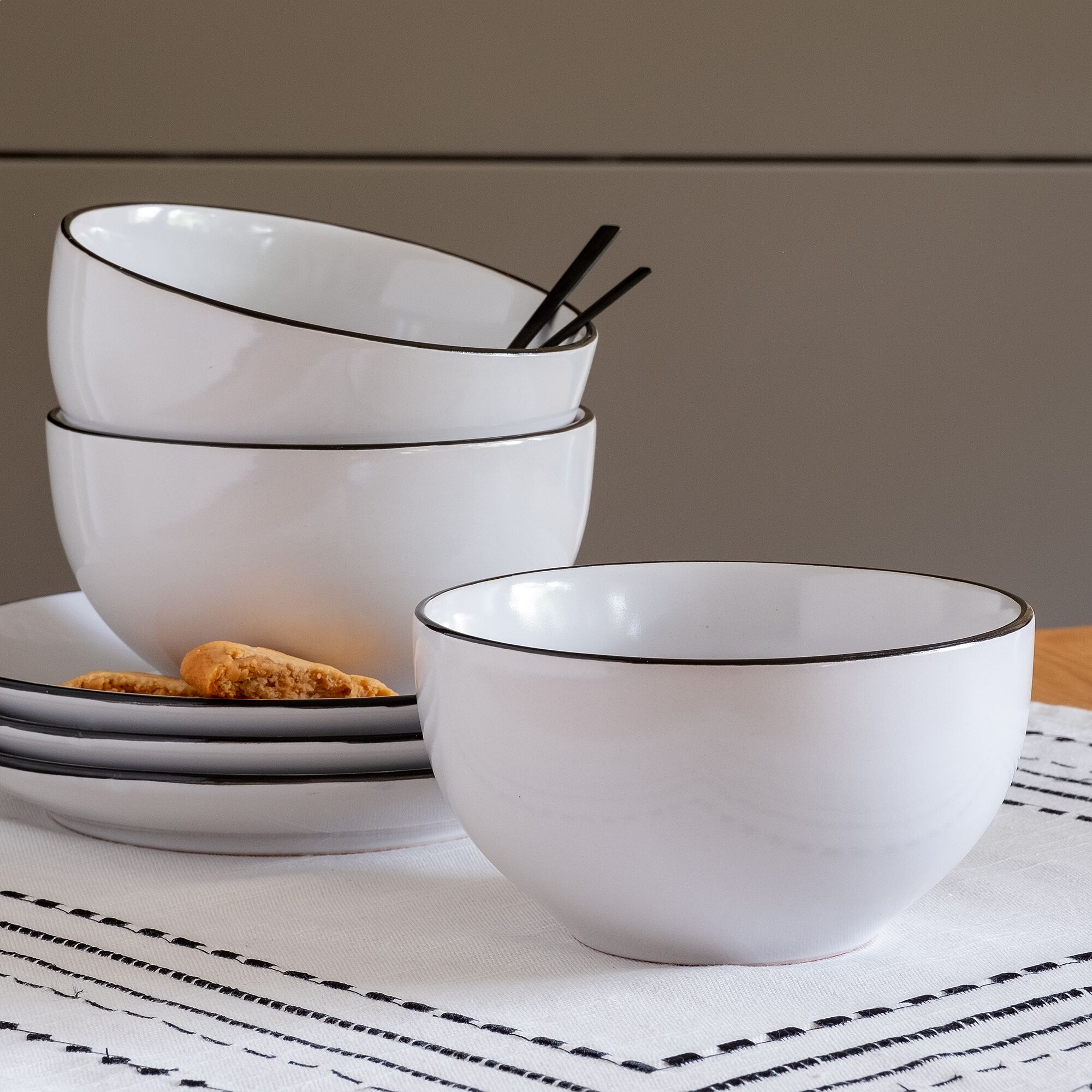 ANNE - Bol en grès D14,3cm - blanc