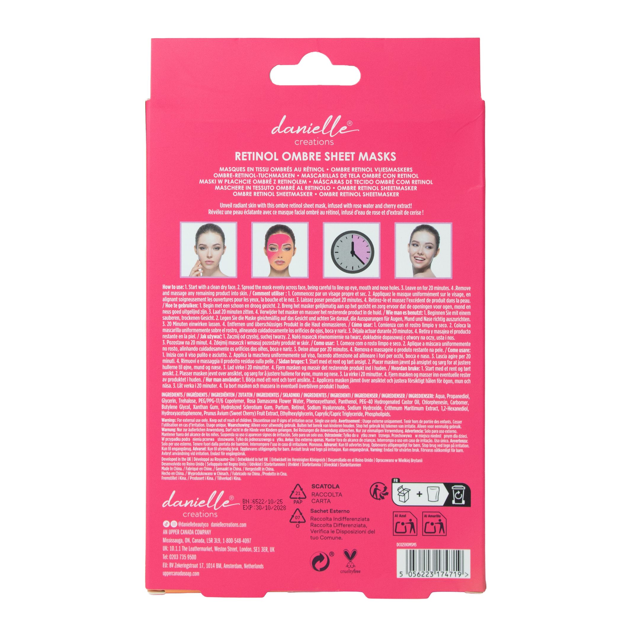 Danielle Creations Retinol Ombre Sheet Masks 5 Pack Gift Set