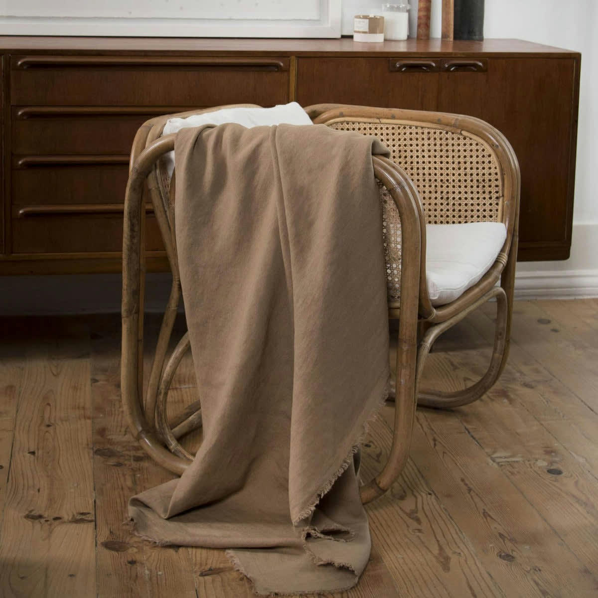 HORTENSE - Jeté de lit grand modèle lin lavé  180x260 caramel