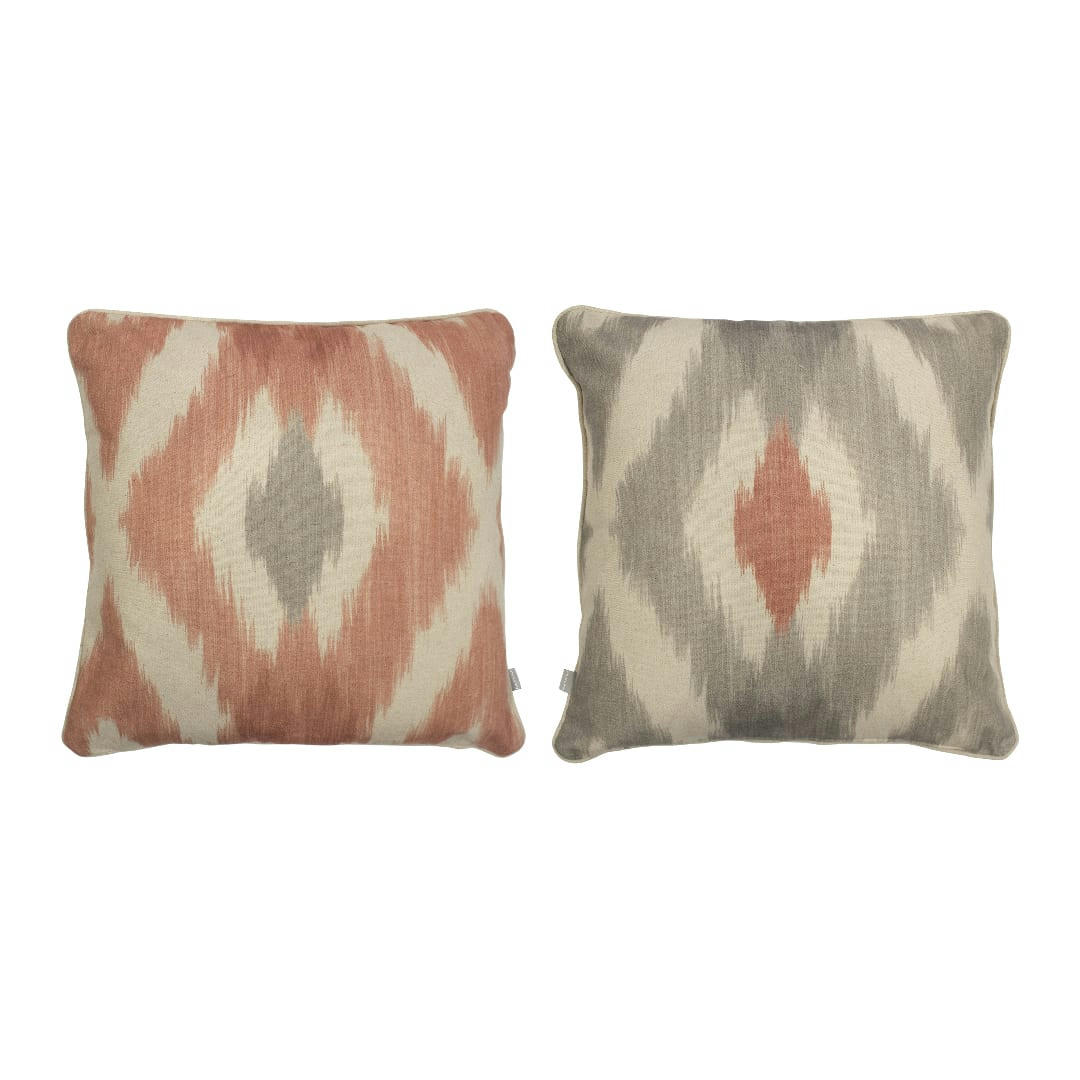 FORMENTERA CARRÉ - 2 Housses de coussins 50x50 cm corail/gris