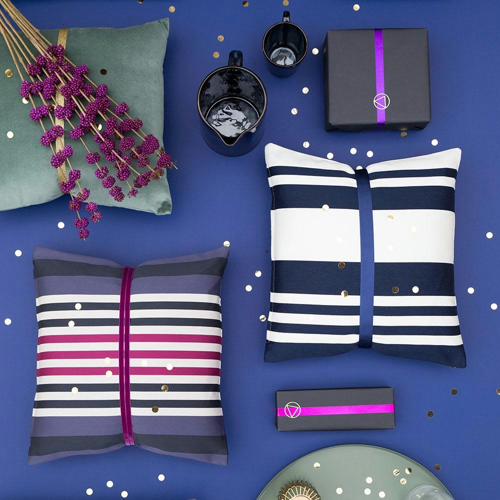 PAMPELUNE - Housse de coussin coton Bleu 40x40 cm