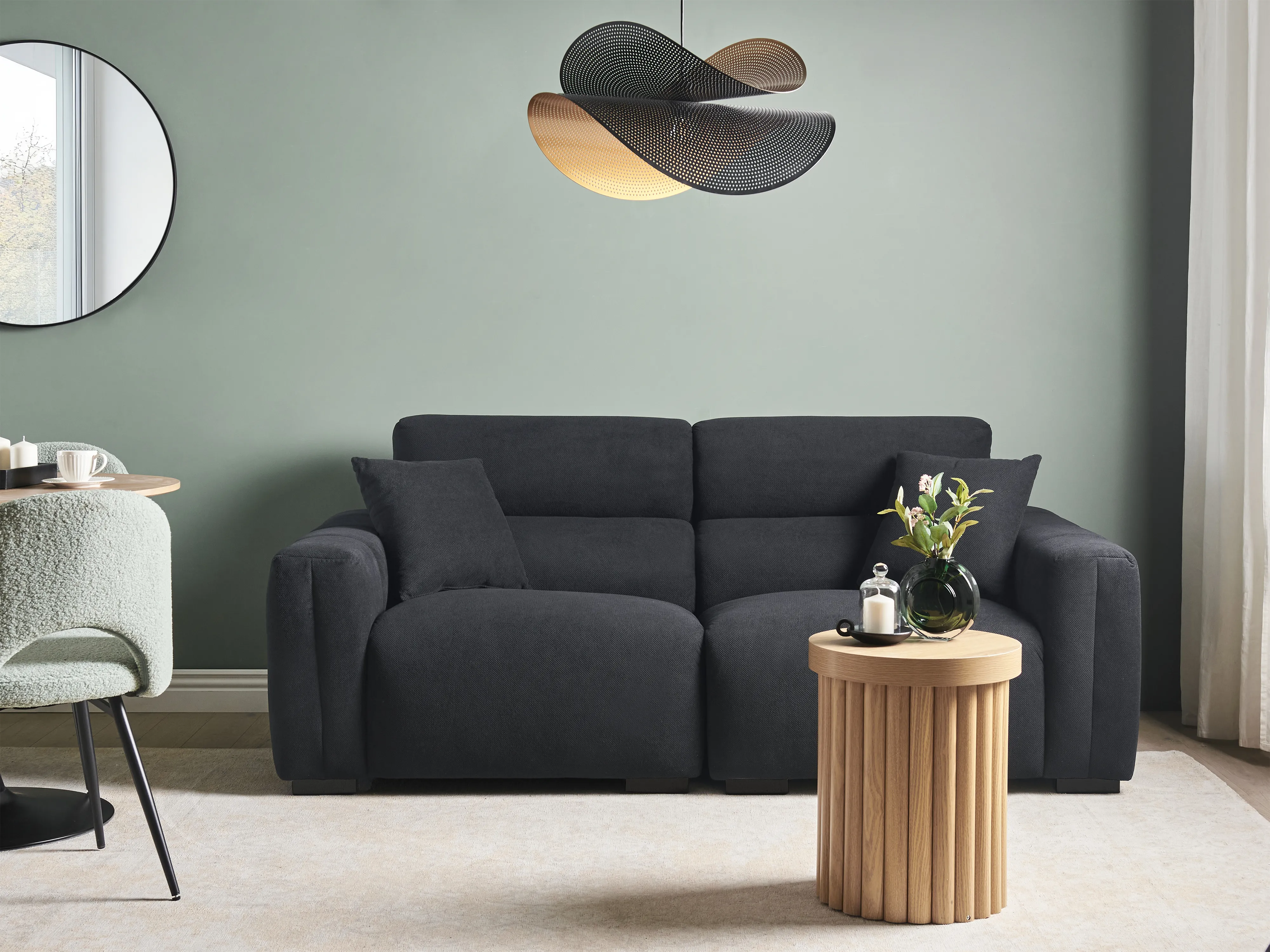 Sofa 3 Seater FAUSKAN Fabric Black