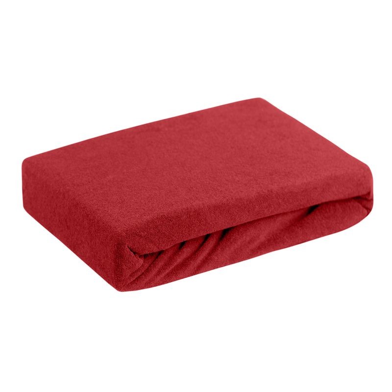 Prześcieradło frotte z gumką 120x200 czerwone na materac