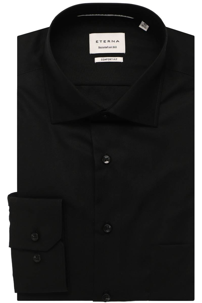 ETERNA Comfort Fit Hemd schwarz, Einfarbig
