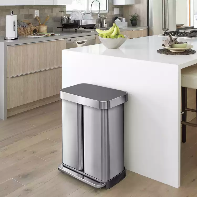 Simplehuman 58 Litre Recycling Pedal Bin - Steel