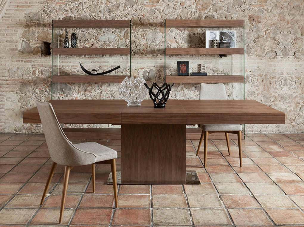 - Table à manger rectangulaire effet bois noyer