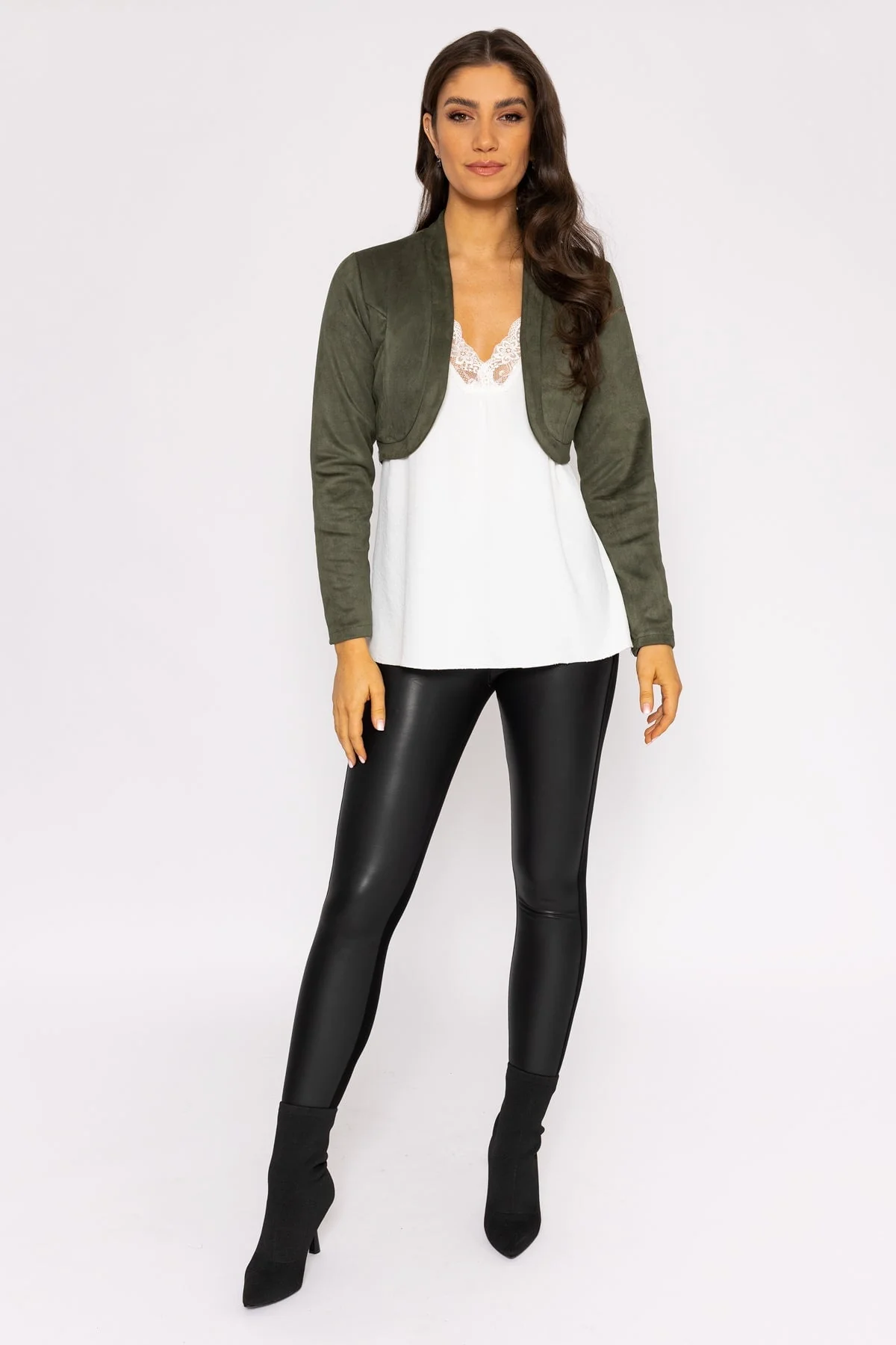 Suede Bolero in Khaki