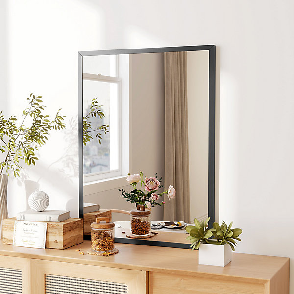 Miroir mural rectangulaire dim. 60L x 80H cm MDF noir