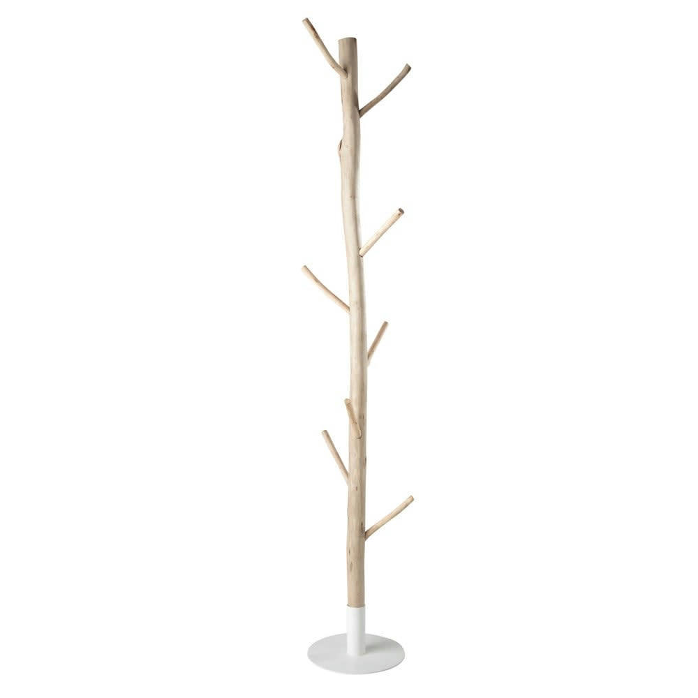 Rivage - Porte-manteau tronc d'arbre en eucalyptus et métal blanc