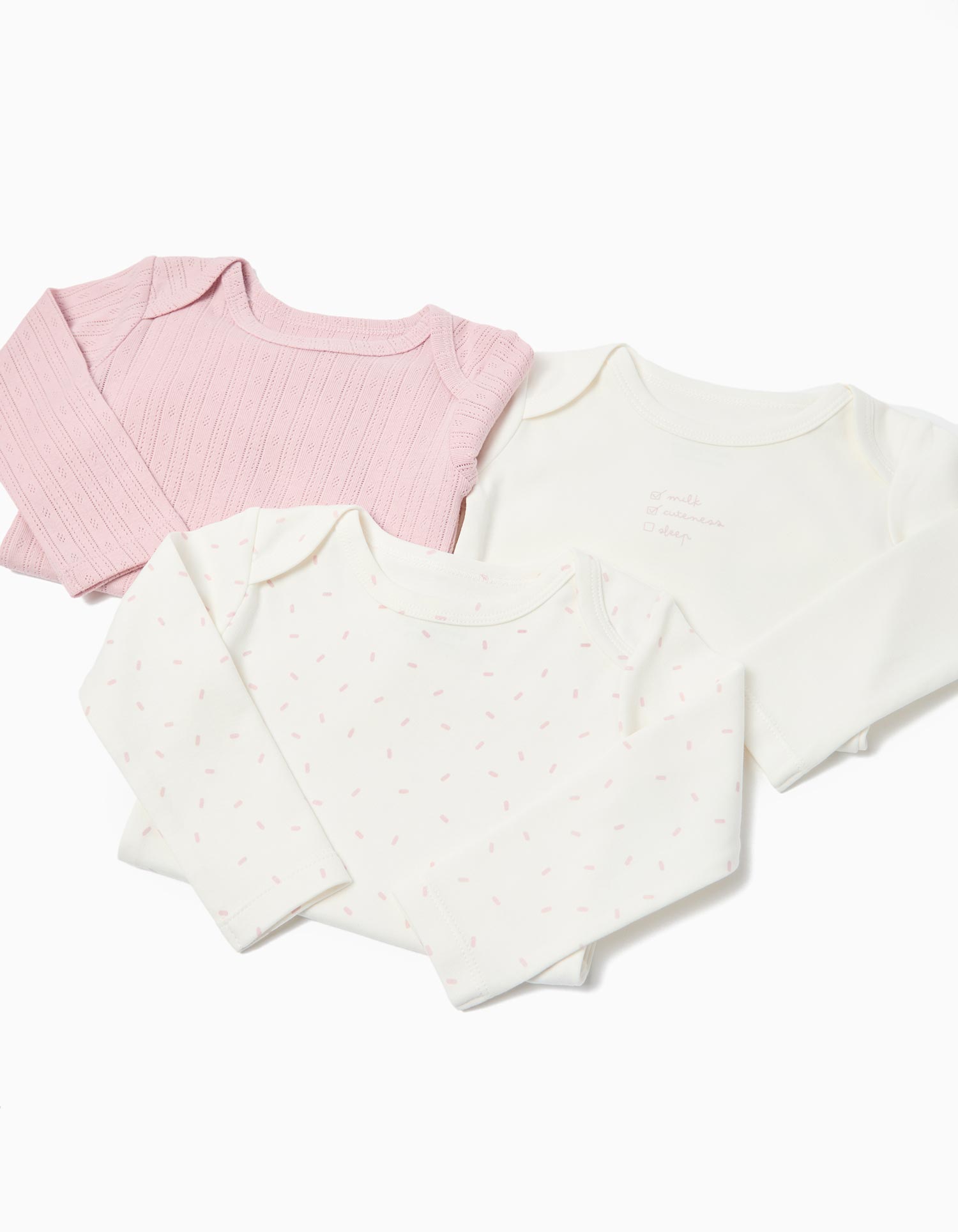 Pack 3 Bodies de Manga Comprida, Menina, Multicor