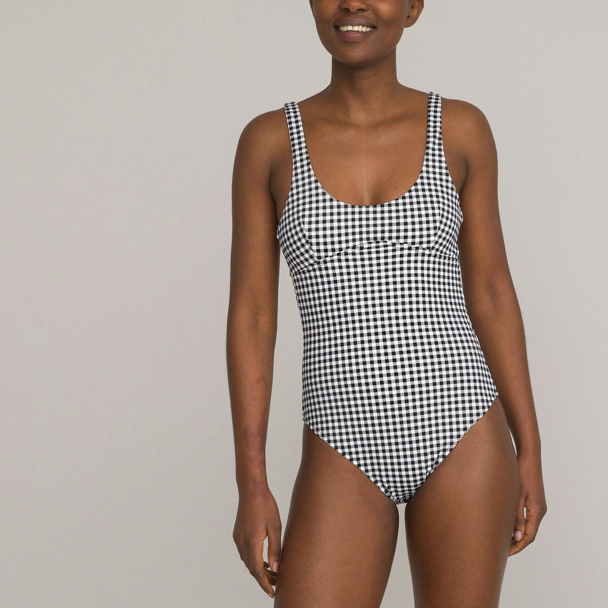 Maillot de bain 1 pièce nageur, imprimé vichy