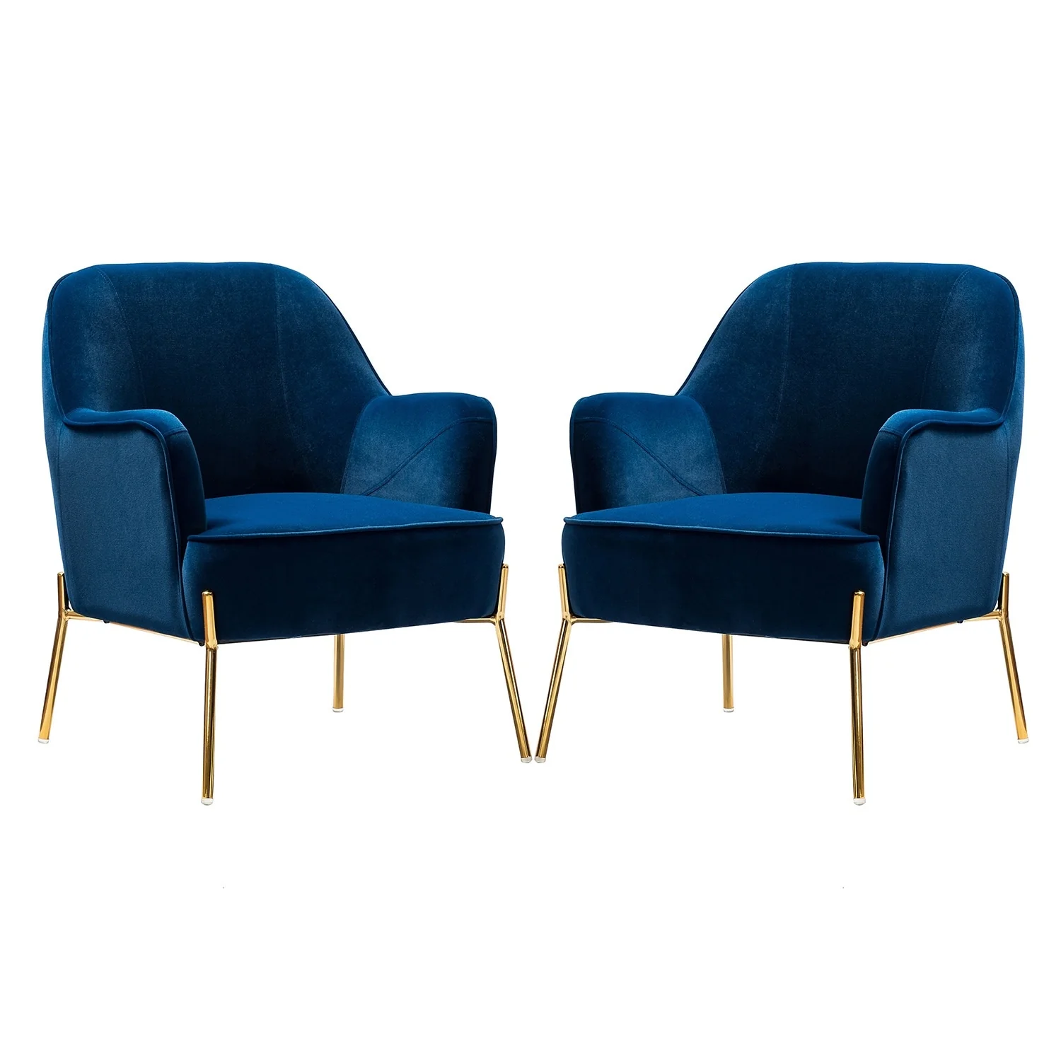 Marina Modern Velvet Accent Chair with Golden Legs Set of 2 by HULALA HOME