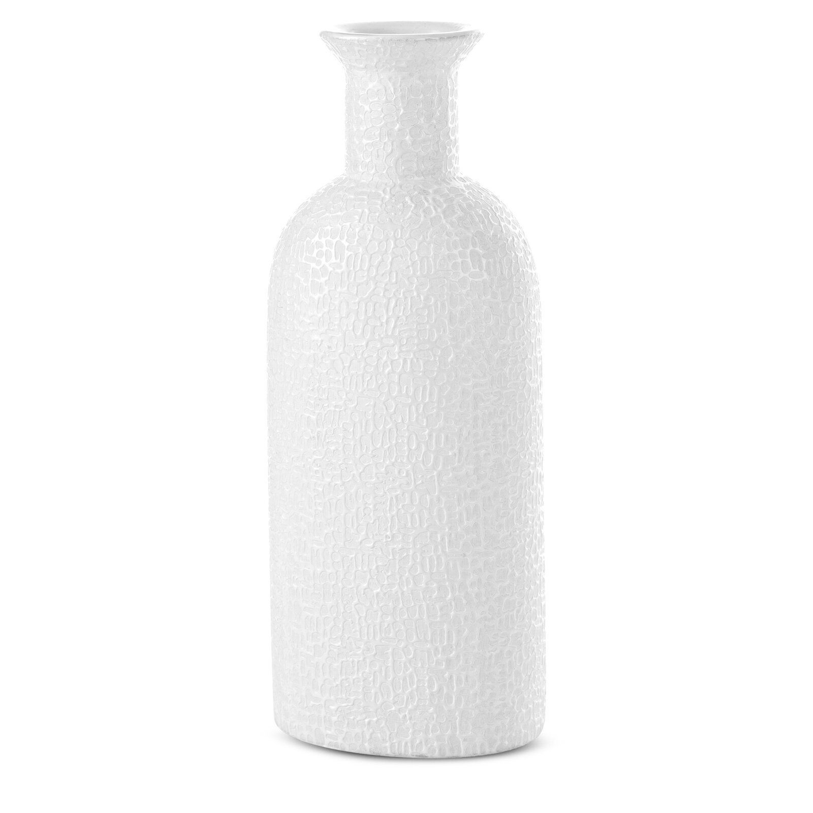 Wazon ceramiczny butelka RISO 16X11X40 biały