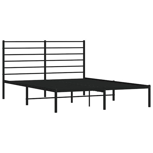 NNEVL Metal Bed Frame with Headboard Black 153x203 cm Queen