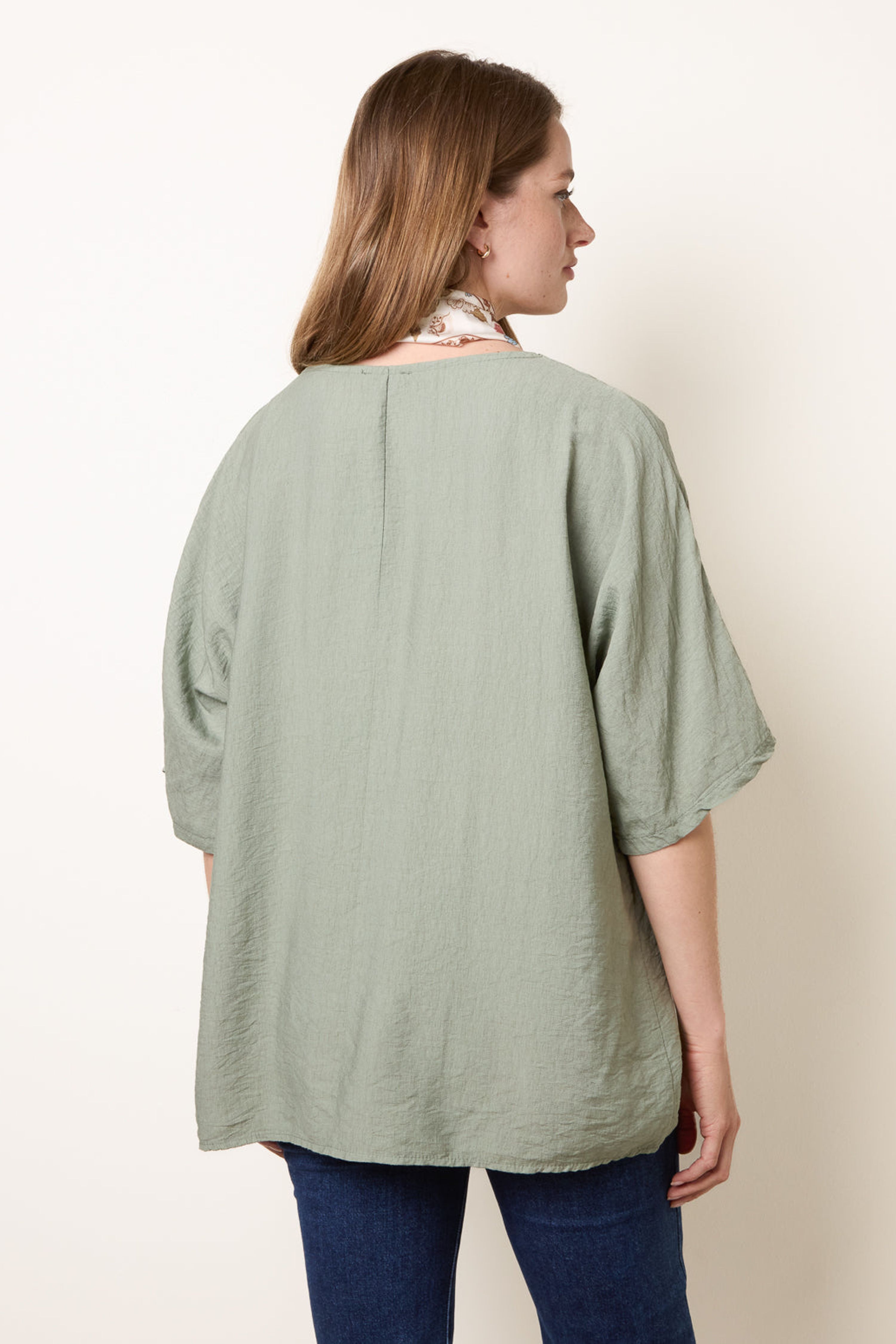 Blue Vanilla Khaki Scarf Viscose Top