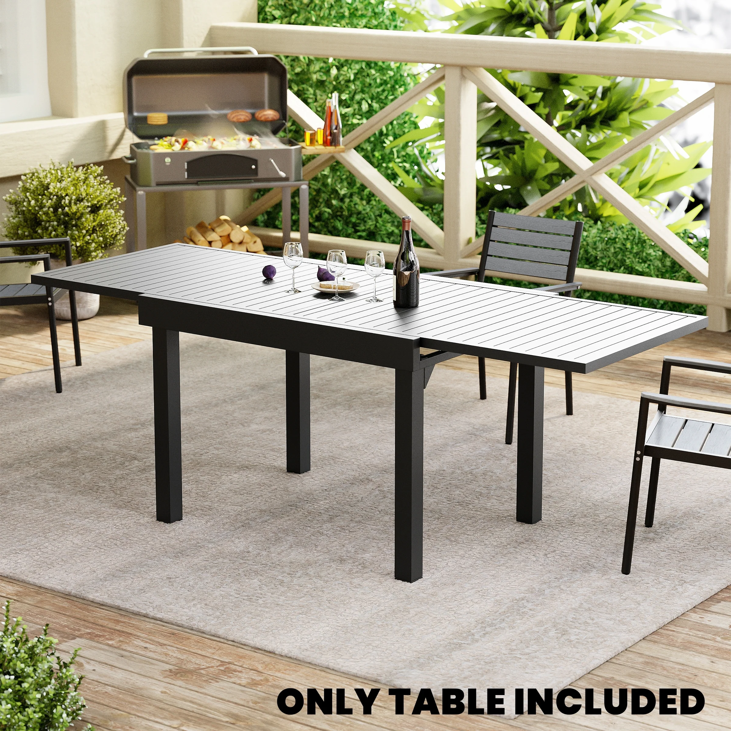 Outdoor Rectangle Extendable Dining Table by Crestlive Products - 28.74/31.50 D x 82.68 W x 29.92 H