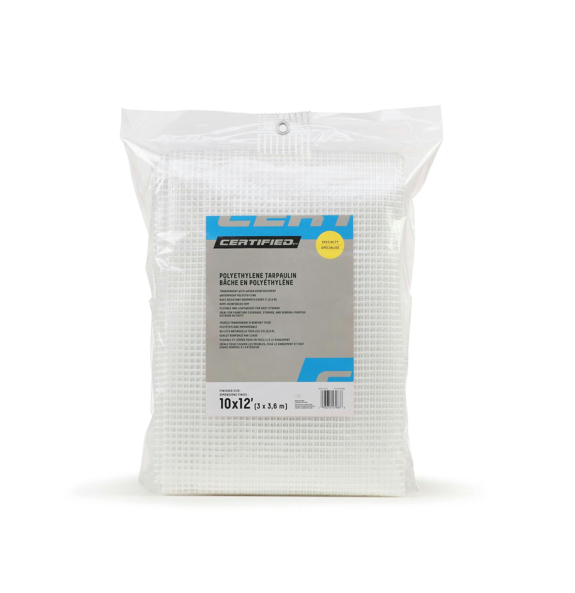 Certified Standard Duty Transparent Mesh Tarp, 10-ft x 12-ft