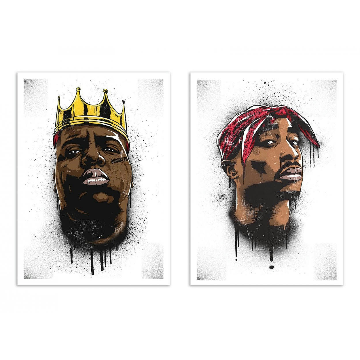 BOKKABOOM - BIGGIE AND TUPAC - 2 Affiches d'art 30 x 40 cm